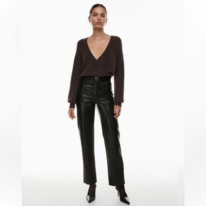 Aritzia Wilfred Size 2 The Melina Pant Vegan Faux Leather Pants Stright Leg Moto